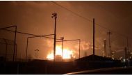 An explosion and fire are pictured at a chemical plant in Port Neches, Texas, U.S., in this picture grab obtained from social media video, November 27, 2019. Casey Porter via REUTERS 