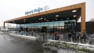A logo of Albert Heijn is seen at the entrance of the shop operated by Ahold Delhaize, the Dutch-Belgian supermarket operator, in Eindhoven, Netherlands, January 23, 2019. Reuters/Eva Plevier