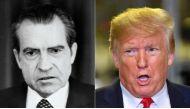 Combination picture shows Richard Nixon on April 30, 1973, in Washington, DC and US President Donald Trump on November 20, 2019 in Austin, Texas. AFP files 