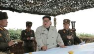 North Korean leader Kim Jong Un visits the Changrindo defensive position on the west front, in this undated picture released by North Korea's Central News Agency on November 25, 2019, via Reuters 