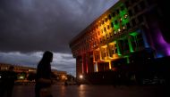 Boston's City Hall is lit in the colors of the pride flag for the victims of the mass shooting at Orlando's Pulse nightclub, in Boston, Massachusetts, U.S. June 13, 2016. Reuters/Gretchen Ertl 