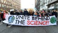 Protesters hold a banner during the Global Climate Strike of the youth climate movement Fridays for Future, in Hamburg, Germany, November 29, 2019. Reuters/Fabian Bimmer