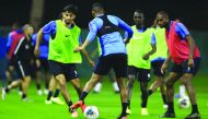 Qatari players during a training session.