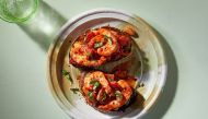 Shrimp and White Bean Bruschetta. Photo for The Washington Post by Tom McCorkle.