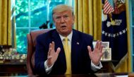 File photo: US President Donald Trump speaks during a meeting with China's Vice Premier Liu He in the Oval Office at the White House after two days of trade negotiations in Washington, U.S., October 11, 2019. Reuters/Yuri Gripas/File Photo