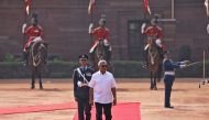 Sri Lanka's President Gotabaya Rajapaksa inspects an honour guard during his ceremonial reception at the forecourt of India's Rashtrapati Bhavan Presidential Palace in New Delhi, India, November 29, 2019. Reuters/Altaf Hussain