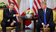 French President Emmanuel Macron gestures during the meeting with US President Donald Trump, ahead of the NATO summit in Watford, in London, Britain, December 3, 2019. Ludovic Marin/Pool via Reuters
