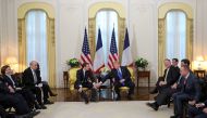 U.S. President Donald Trump and France's President Emmanuel Macron meet, ahead of the NATO summit in Watford, in London, Britain, December 3, 2019. Ludovic Marin/Pool via REUTERS
