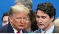 Donald Trump talks with Justin Trudeau during a North Atlantic Treaty Organization Plenary Session at the NATO summit in Watford, Britain, December 4, 2019. Reuters/Kevin Lamarque