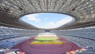 This picture taken on November 13, 2019 shows the new 1.4 billion USD main venue for the 2020 Tokyo Olympic Games in Tokyo. Construction of the main Tokyo Olympic venue has officially completed, constructors said on November 30, and is set to fight excess