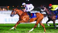 Jockey Tom Marquand (left) guiding Noor Al Hawa towards the victory.