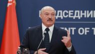 Belarusian President Alexander Lukashenko makes a speech during the joint press conference with Serbian President Aleksandar Vucic (not seen) following their meeting in Belgrade, Serbia on December 03, 2019. Milos Miskov - Anadolu
