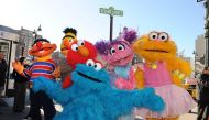 (FILES) In this file photo taken on February 04, 2010 Sesame Street Live characters (L-R) Ernie, Bert, Elmo, Abby Cadabby, Zoe and Cookie Monster (front) celebrate the renaming of the corner of 31st Street and Eighth Avenue to 