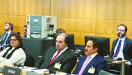 Sheikh Khalifa bin Jassim Al Thani (sitting front, right), Qatar Chamber’s Chairman who is also Head of the Protection of Competition and Prevent Monopolistic Practices Committee, attending the 2019 Global Forum on Competition held in Paris recently. 