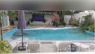Water in hotel pool splashes during an earthquake in General Santos City, Philippines December 15, 2019, in this still image obtained from social media video. SOJARAN GERG III/via REUTERS
