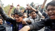 Demonstrators shout slogans during a protest against a new citizenship law, in New Delhi, India, December 15, 2019. REUTERS/Adnan Abidi