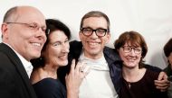 Jens Soering celebrates with supporters after his arrival at Frankfurt airport, Germany, December 17, 2019.  Reuters/Thorsten Wagner