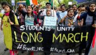 Students shout slogans during a protest march against a new citizenship law, in Kochi, India, December 18, 2019. Reuters/Sivaram V
 