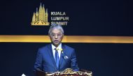 Malaysia’s King HM King Abdullah Riayatuddin Al Mustafa Billah Shah delivers his speech during the opening ceremony of the Kuala Lumpur Summit in Kuala Lumpur on December 19, 2019. (AFP / Mohd RASFAN)