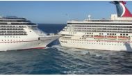 Carnival Glory cruise ship crashes into Carnival Legend at Cozumel cruise port, Mexico December 20, 2019 in this still image taken from a video obtained from social media. Matthew Bruin via Reuters