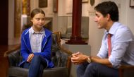 Prime Minister Justin Trudeau greets Swedish climate change teen activist Greta Thunberg before a climate strike march in Montreal, Quebec, Canada, September 27, 2019. Reuters / Andrej Ivanov