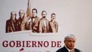 Mexico President Andres Manuel Lopez Obrador delivers a speech before relatives of 43 missing students at the National Palace in Mexico City on December 3, 2018. AFP / Ronaldo Schemidt