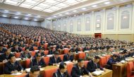 This picture taken on December 28, 2019 and released by North Korea's official Korean Central News Agency (KCNA) on December 29 shows the 5th Plenary Meeting of the 7th Central Committee of the Workers' Party of Korea in Pyongyang. (AFP PHOTO/KCNA VIA KNS