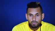 Australia's Nick Kyrgios speaks during a press conference at the Queensland Tennis Centre in Brisbane on January 2, 2020. / AFP / SAEED KHAN /