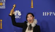 77th Golden Globe Awards - Photo Room - Beverly Hills, California, U.S., January 5, 2020 - Awkwafina poses backstage with her Best Performance by an Actress in a Motion Picture - Musical or Comedy award for