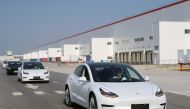 China-made Tesla Model 3 vehicles are seen at the Shanghai Gigafactory of the U.S. electric car maker in Shanghai, China December 30, 2019. REUTERS/Yilei Sun - RC2I5E9LQORA/File Photo