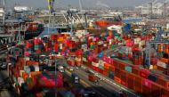 Shipping containers are pictured at Yusen Terminals on Terminal Island at the Port of Los Angeles in Los Angeles, January 30, 2019. Reuters / Mike Blake