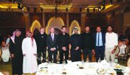 FROM LEFT: Saleh Al Mana, Vice President and Director of Government and Public Affairs for ExxonMobil Qatar; Tareq Zainal, Secretary-General of Qatar Tennis Federation; Andrey Rublev, Alistair Routledge, President and General Manager for ExxonMobil Qatar;