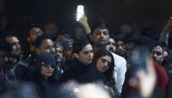 In this photo taken on January 7, 2020, Bollywood actress deepika Padukone (C) visits students protesting at Jawaharlal Nehru University (JNU) against a recent attack at JNU on students and teachers in New Delhi.
Protests have been held across India afte