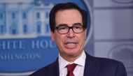 US Treasury Secretary Steven Mnuchin announces new sanctions on Iran, at the White House in Washington, DC, on January 10, 2020. AFP / Nicholas Kamm
 