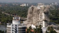 A high-rise residential building is demolished with controlled blasting which, according to authorities, was built in violation of the Coastal Regulation Zone (CRZ) norms, in Kochi, India, January 11, 2020. REUTERS/Sivaram V
