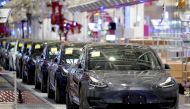 Tesla China-made Model 3 vehicles are seen during a delivery event at its factory in Shanghai, China January 7, 2020. REUTERS/Aly Song 