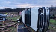 This handout image obtained courtesy of Bossier Parish, Louisiana, Sheriff's Office shows the aftermath of a powerfull storm on January 11, 2020. AFP PHOTO / Lt. Bill Davis / Bossier Parish Sheriff's Office