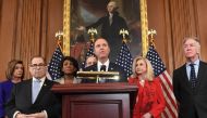 Adam Schiff, Jerry Nadler (2ndL) Nancy Pelosi (L) Eliot Engel (R),  Maxine Waters (3rdL)  , and Carolyn Maloney (2ndR) in a file photo. AFP / Saul Loeb