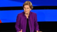 Democratic presidential hopeful Massachusetts Senator Elizabeth Warren participates of the seventh Democratic primary debate of the 2020 presidential campaign season co-hosted by CNN and the Des Moines Register at the Drake University campus in Des Moines