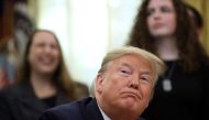WASHINGTON, DC - JANUARY 16: U.S. President donald trump speaks during an event in the Oval Office announcing guidance on constitutional prayer in public schools on January 16, 2020 in Washington, DC. Trump also answered questions on recent reports relati