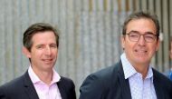 Australia's Tourism Minister Simon Birmingham (L) and South Australia's Premier Stephen Marshall visit a cafe during a visit to Kangaroo Island, Australia January 19, 2020. REUTERS/Tracey Nearmy
