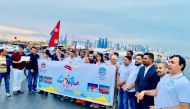 The Ambassador of Nepal, H E Dr. Narad Nath Bharadwaj, with other members of Nepal expatriate community during the Walk on the Corniche.