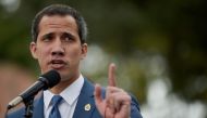 Venezuelan opposition leader Juan Guaido delivers a press conference during the III Hemispheric Ministerial Conference of Fight Against Terrorism in Bogota, on January 20, 2020. AFP / Raul ARBOLEDA
