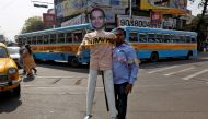 FILE PHOTO: A protester holds an effigy depicting billionaire jeweller Nirav Modi during a rally in Kolkata, India, February 18, 2018. REUTERS/Rupak De Chowdhuri