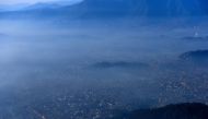 An aerial view shows Kathmandu Valley, the economic and political hub of Nepal, on January 20, 2020. / AFP / PRAKASH MATHEMA