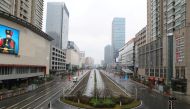 Street view after Wuhan government announced to ban non-essential vehicles in the downtown area to contain coronavirus outbreak, on the second day of the Chinese Lunar New Year, in Wuhan, Hubei province, China January 26, 2020. cnsphoto via REUTERS