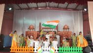 NIS children singing a song on the 71st Republic Day of India yesterday. 