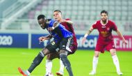 The players of Al Sailiya and Shahr Khodro vie for ball possession during the AFC Champions League play-off match in Doha yesterday.