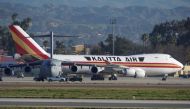 An aircraft, chartered by the U.S. State Department to evacuate government employees and other Americans from the novel coronavirus threat in the Chinese city of Wuhan on  January 29, 2020. (REUTERS/Mike Blake)
