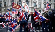 People celebrate Britain leaving the EU on Brexit day in London, Britain January 31, 2020. REUTERS/Henry Nicholls

